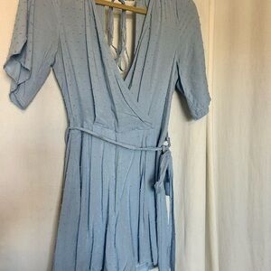 Altar'd State Powder Blue Textured Wrap Romper